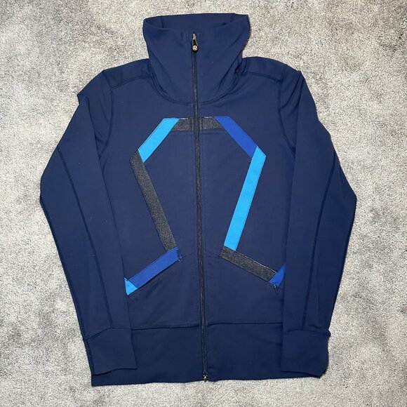 Lululemon Origami In Stride Full Zip Jacket Womens 8 Blue Long Sleeve - Picture 1 of 12